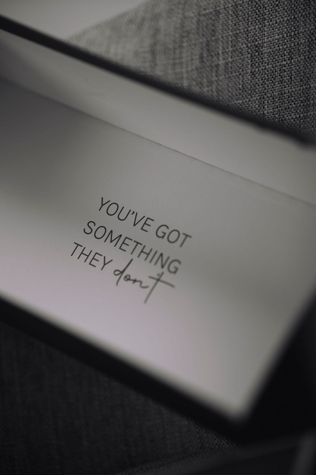 Text on a surface with a blurred background