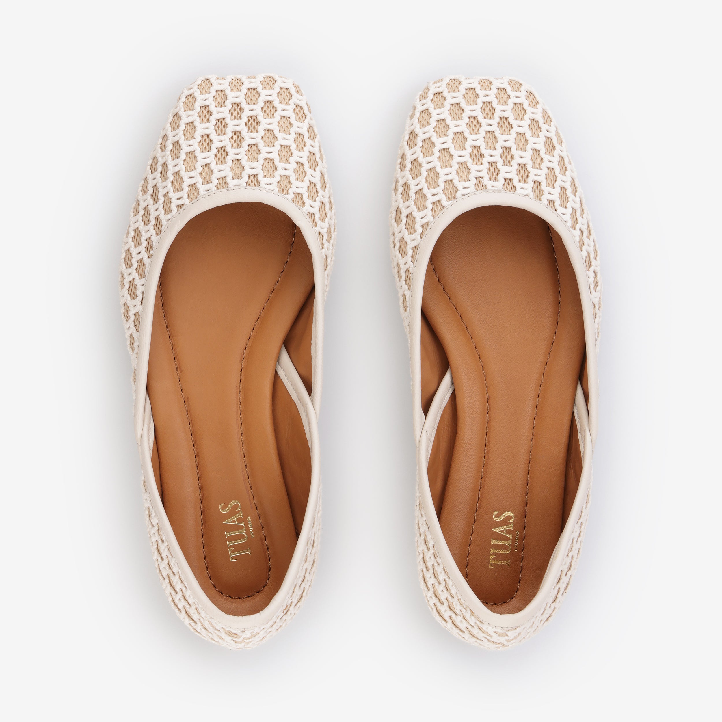 TUAS Louise nude flat shoe with texture on a white background