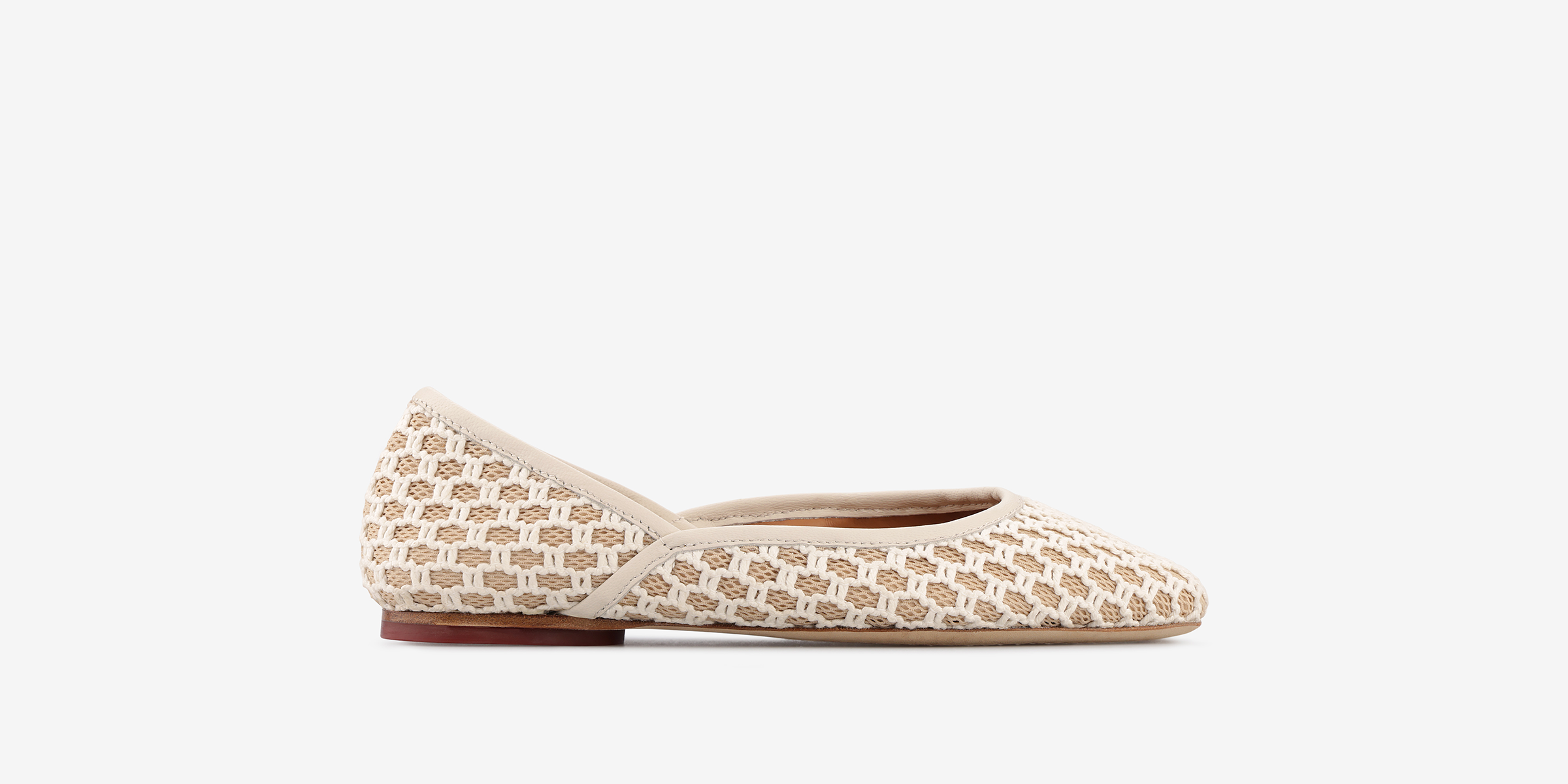 TUAS Louise nude flat shoe with texture on a white background